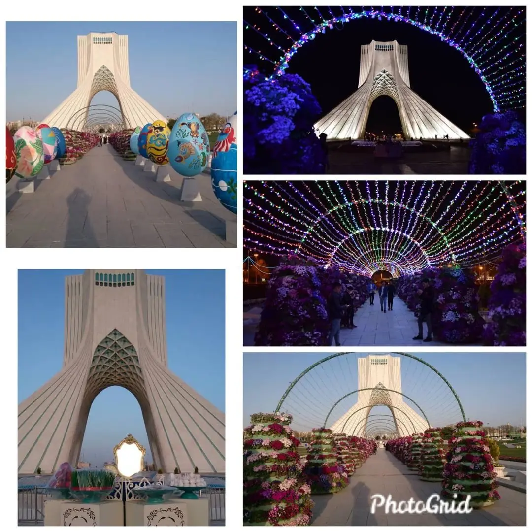 تونلی از نورهای رنگی در میدان آزادی 

