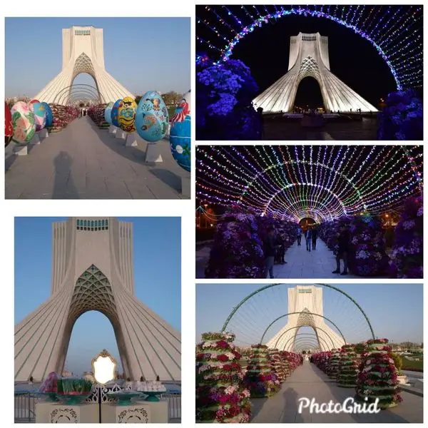 تونلی از نورهای رنگی در میدان آزادی