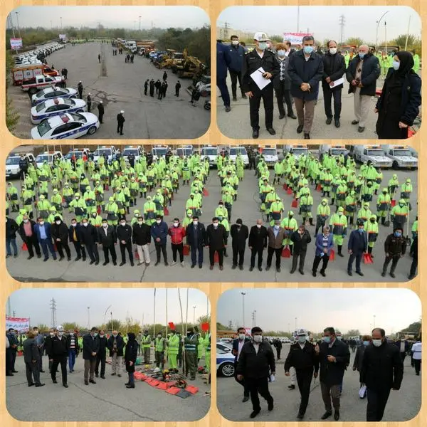 برگزاری مانور برف روبی در بوستان آزادگان منطقه 15