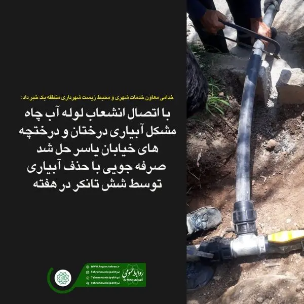 آبهای خام زیر سطحی و پساب ها جایگزین تانکرها در آبیاری فضاهای سبز شمال تهران می شوند