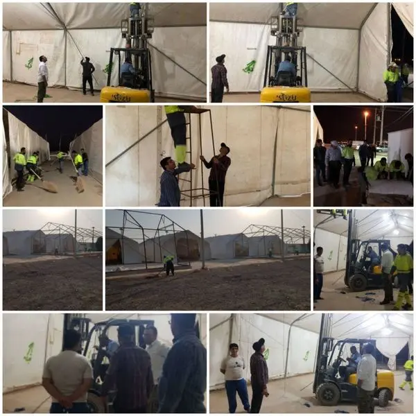 برپایی چادرهای اسکان شبانه برای زوار اربعین حسینی