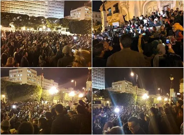 تجمع مردم تونس در اعتراض به سفر بن‌ سلمان+عکس