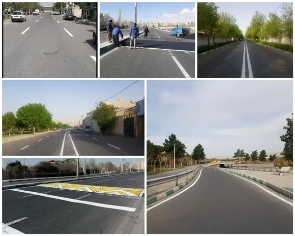 بهسازی خط کشی و علائم ترافیکی در معابر منطقه 15
