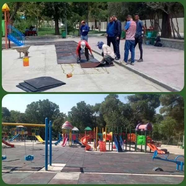 محوطه بازی کودکان در بوستان های منطقه 15 ایمن سازی شد
