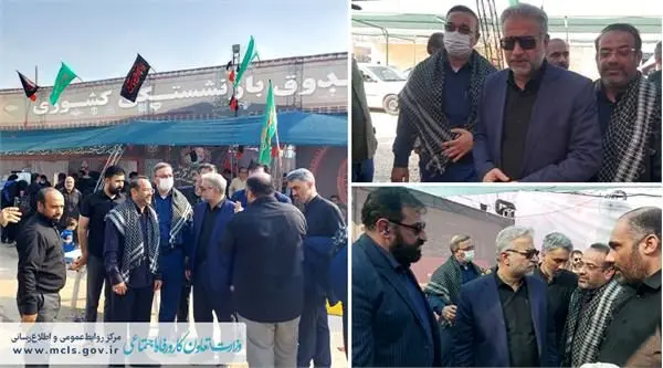 بازدید سرپرست وزارت رفاه از روند خدمترسانی به زائران اربعین حسینی در موکبهای پایانه مرزی چزابه و شلمچه