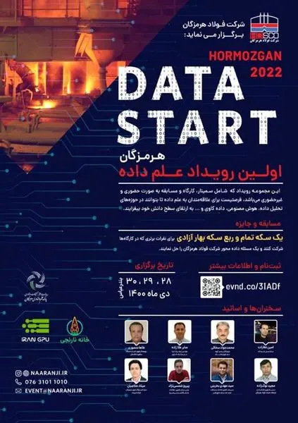 شرکت فولاد هرمزگان با همکاری پارک علم و فناوری هرمزگان رویداد علم داده را برگزار می کند