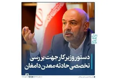 دستور وزیر کار جهت بررسی تخصصی حادثه معدن دامغان