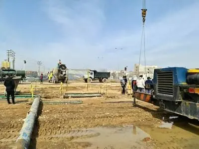 عملیات بتن ریزی شمع های عرشه پروژه تقاطع غیرهمسطح مقاومت

