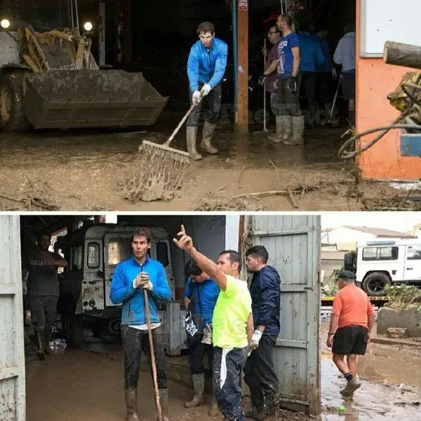 کمک «رافائل نادال» به سیل زدگان اسپانیا+عکس