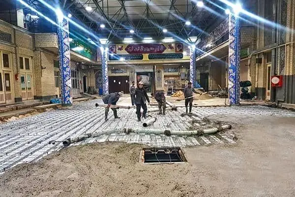 تکمیل سقف زیرزمین مسجد تاریخی ارک تهران

