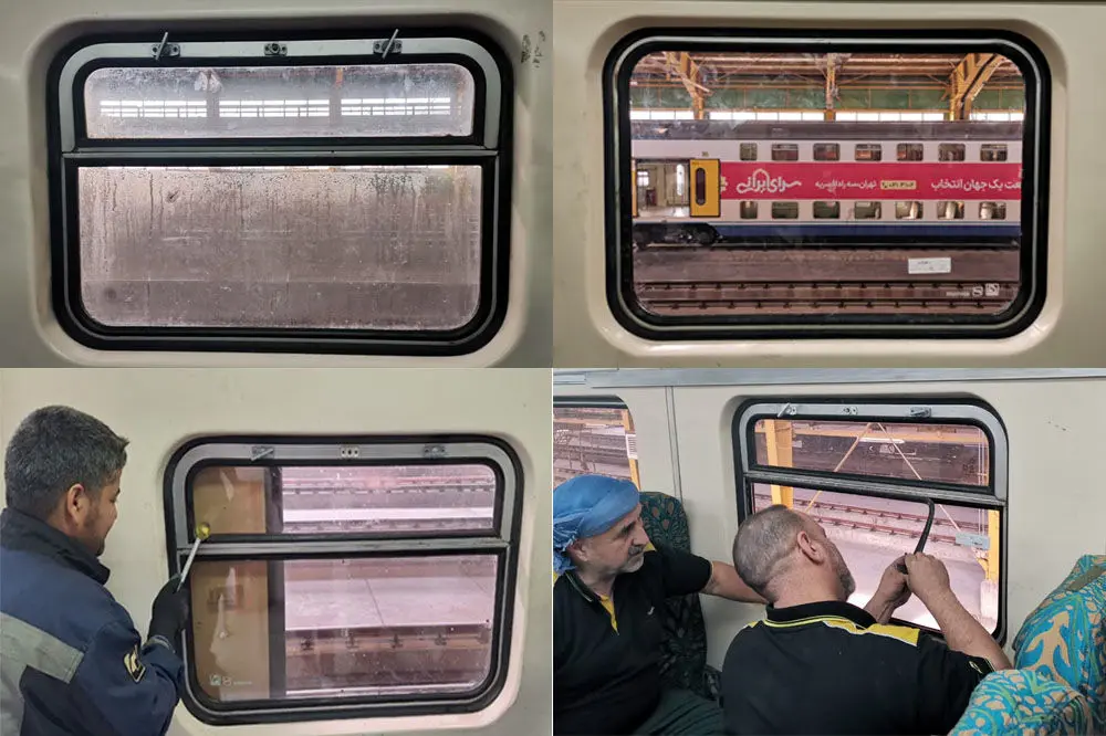 بهبود منظر داخلی قطارهای خط ۵ با نوسازی شیشه‌های دوجداره