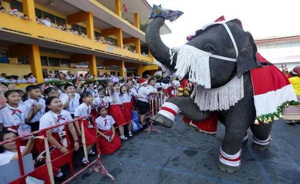 فیلی در حال اهدای هدیه‌های کریسمس به کودکان +عکس