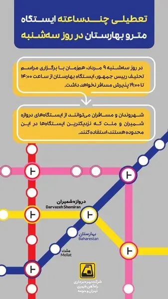 تعطیلی چندساعته ایستگاه مترو بهارستان هم‌زمان با مراسم تحلیف رییس جمهور