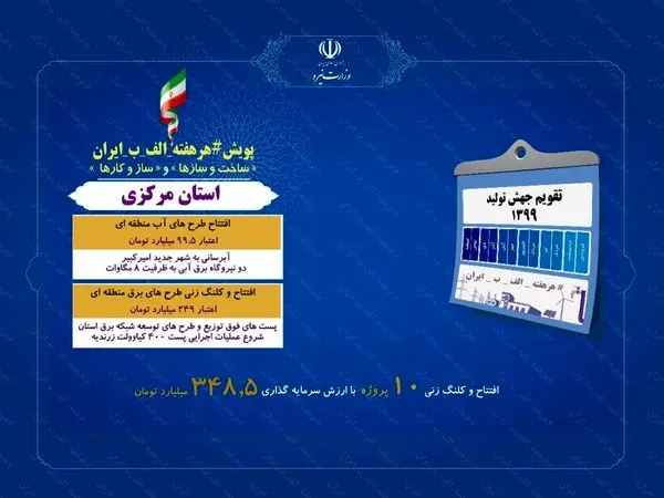 بهره برداری و شروع عملیات اجرایی ۱۰ پروژه صنعت آب و برق استان مرکزی