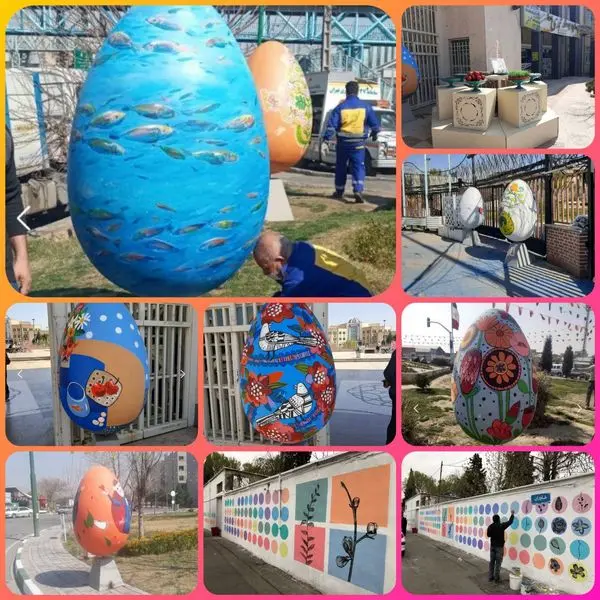 نصب تخم مرغ های رنگی در 6 نقطه باب الرضای تهران