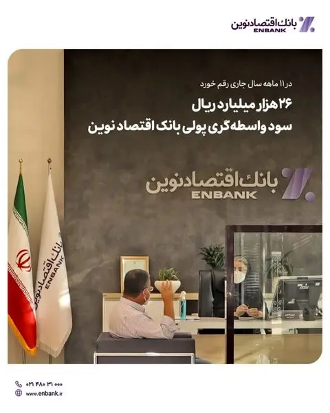 ۲۶ هزار میلیارد ریال سود واسطهگری پولی بانک اقتصاد نوین