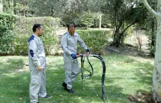 تزریق کود و مواد مغذی با استفاده از روش بیولیفت به بستر ۲۰ اصله درخت

