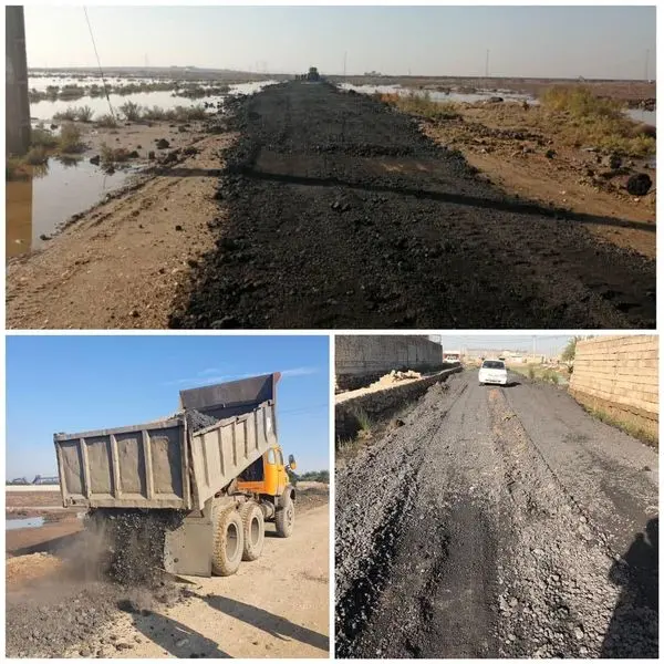 همکاری شرکت فولاد خوزستان در تسطیح معابر و ترمیم جاده های دسترسی به مناطق آسیب پذیر