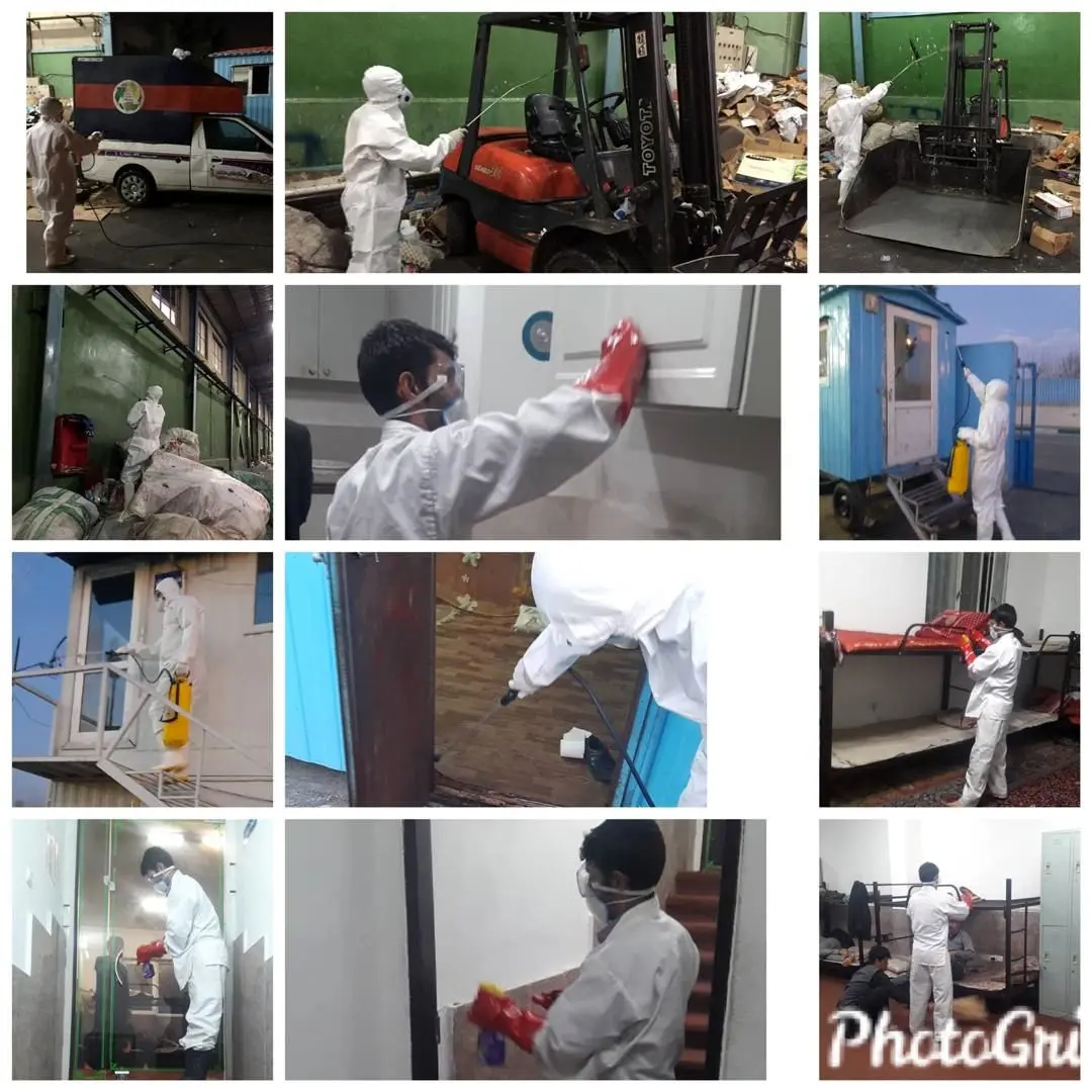  پاکسازی و ضدعفونی کردن اسکان کارگری و ماشین آلات خدمات شهری

