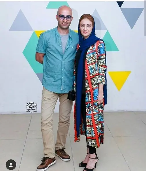 مدل عجیب مانتوی ویدا جوان با شلوار کوتاه کنار همسرش+عکس