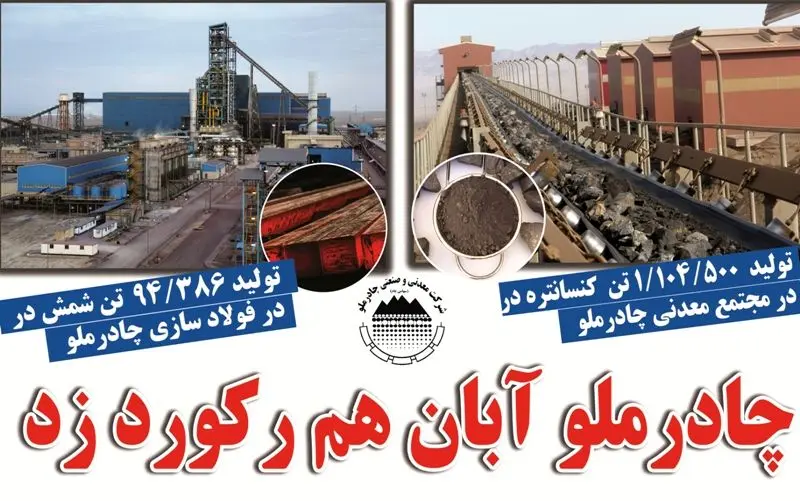 رقابت افتخار آفرین واحدهای معدنی و صنعتی چادرملو در رکورد شکنی تولید محصول.

