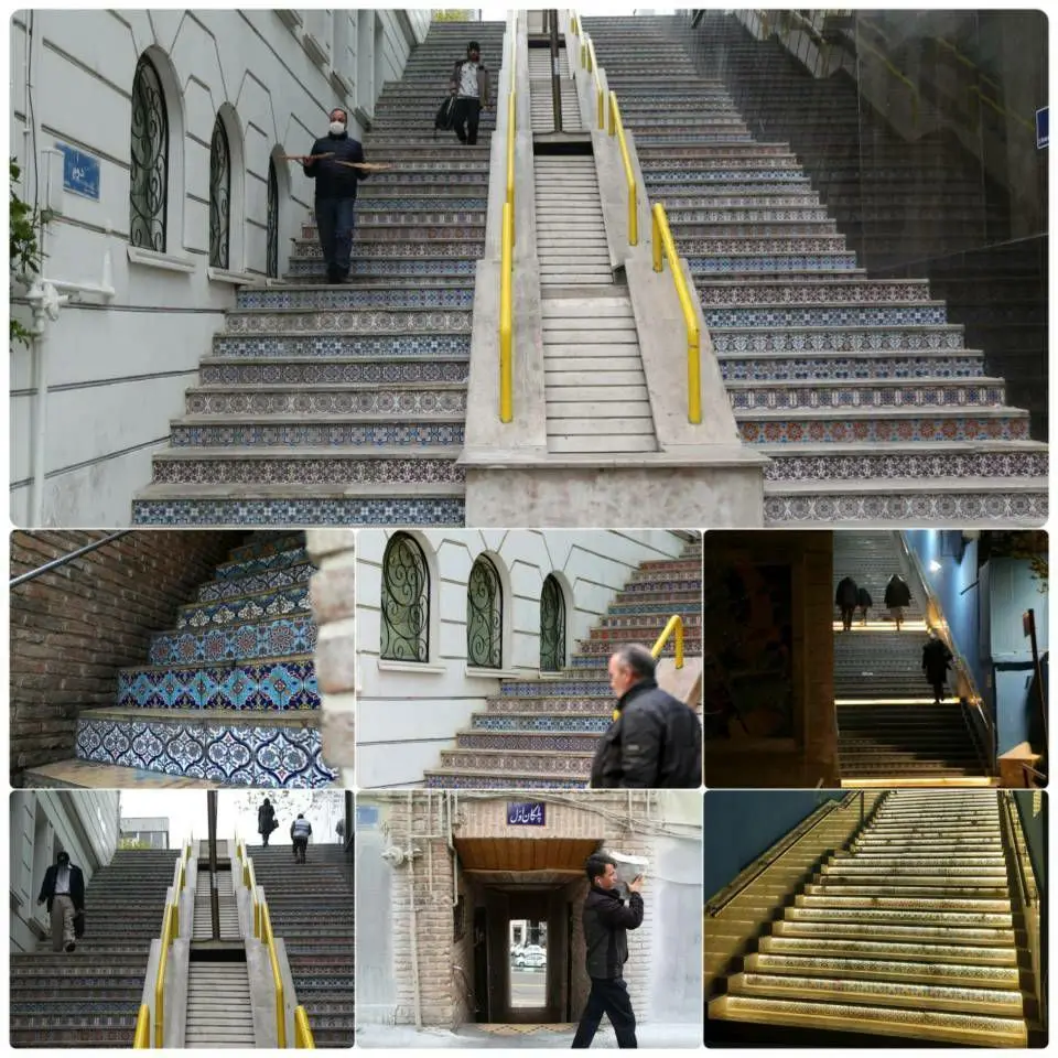 مرمت پله‌های ۷۰ ساله خیابان ولیعصر(عج) در منطقه شش