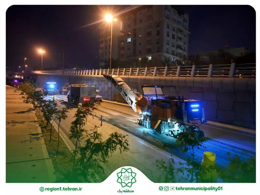 پخش ۱۴ هزار تن آسفالت در معابر شمال تهران، در یک هفته طرح خدمت