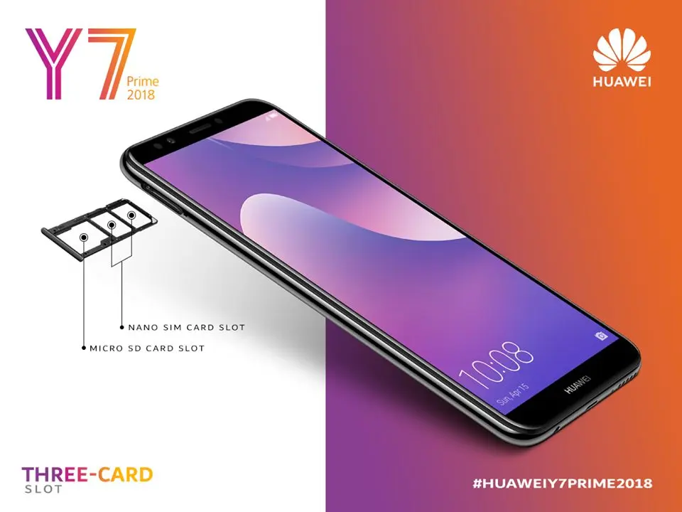 اسلات سه گانه در گوشی  HUAWEI Y7 Prime 2018 برای هر آنچه نیاز دارید