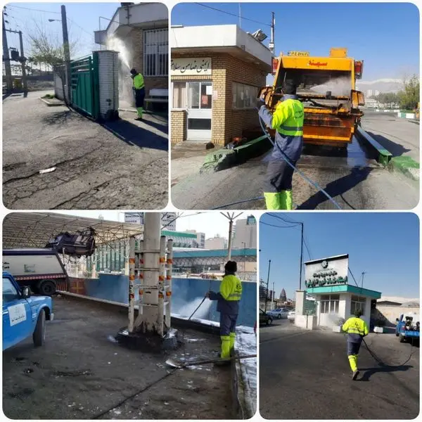 ضدعفونی تمام ساختمان های سازمان مدیریت پسماند برای مقابله با ویروس کرونا