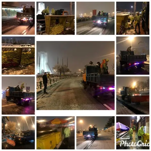 هم زمان با آغاز بارش برف معابر و شریان های اصلی #منطقه۹ شن پاشی و نمک پاشی شد