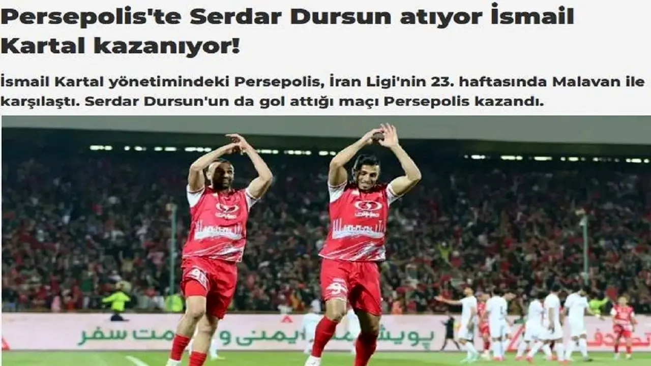 صدرنشینی پرسپولیس در صدر اخبار رسانه‌های ترکیه