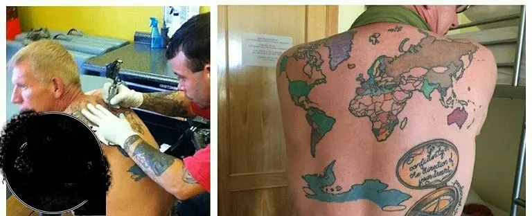 خالکوبی نقشه کل دنیا+عکس