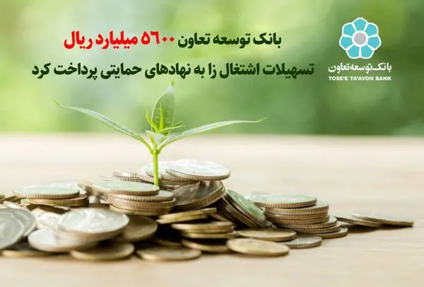 بانک توسعه تعاون 5600 میلیارد ریال تسهیلات اشتغالزا به نهادهای حمایتی پرداخت کرد