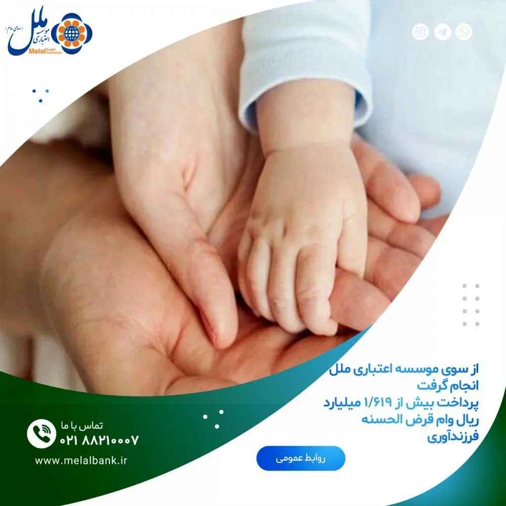 پرداخت بیش از ۱/۶۱۹ میلیارد ریال وام قرض الحسنه فرزندآوری 
