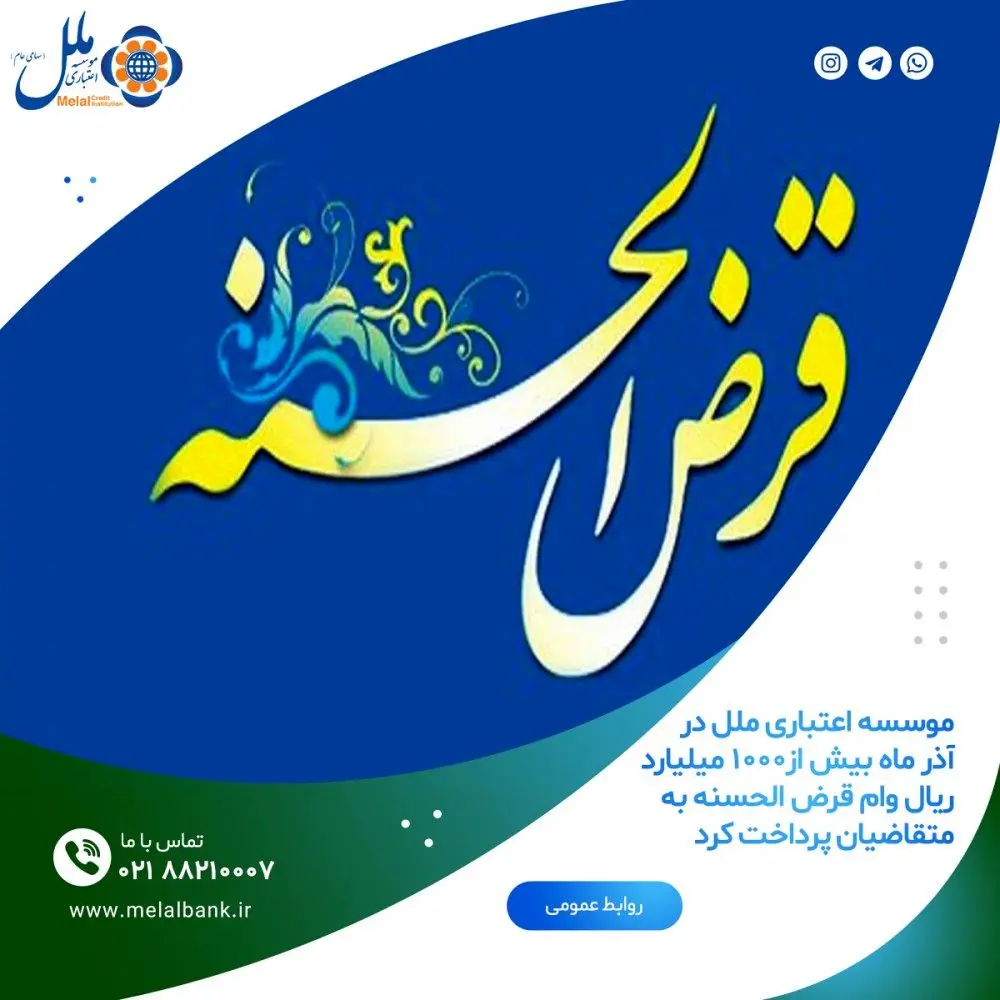 پرداخت بیش از ۱۰۰۰ میلیارد ریال وام قرض الحسنه
