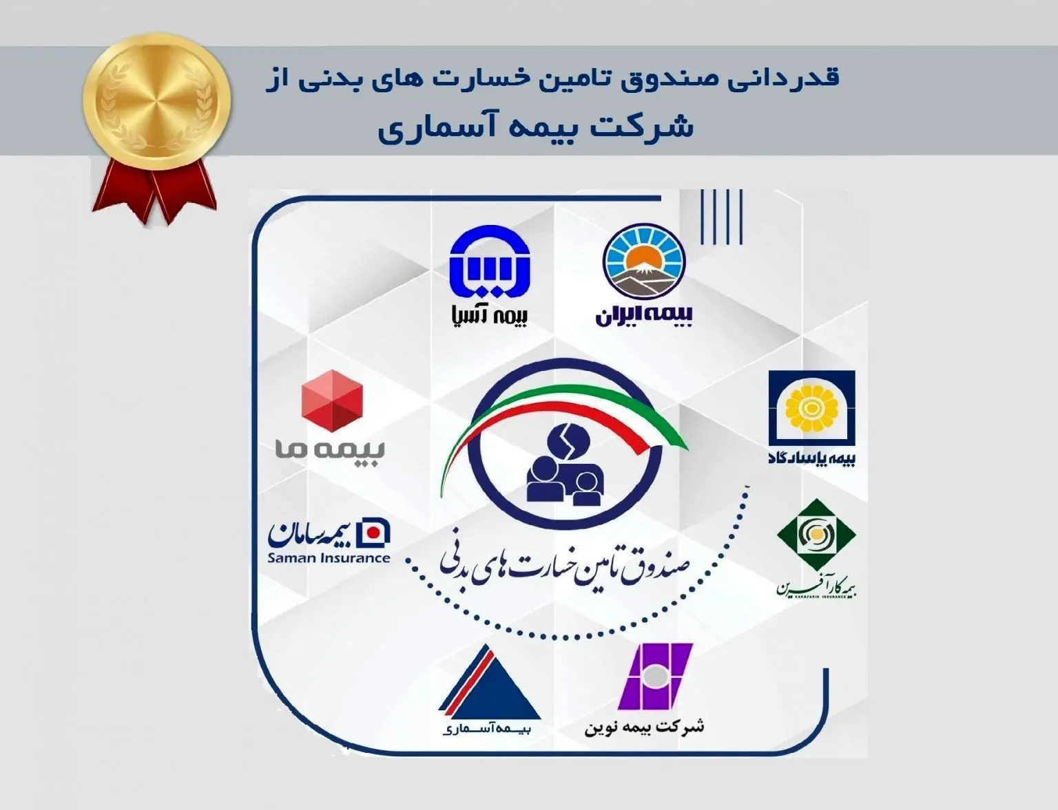 قدردانی صندوق تامین خسارت های بدنی از شرکت بیمه آسماری

