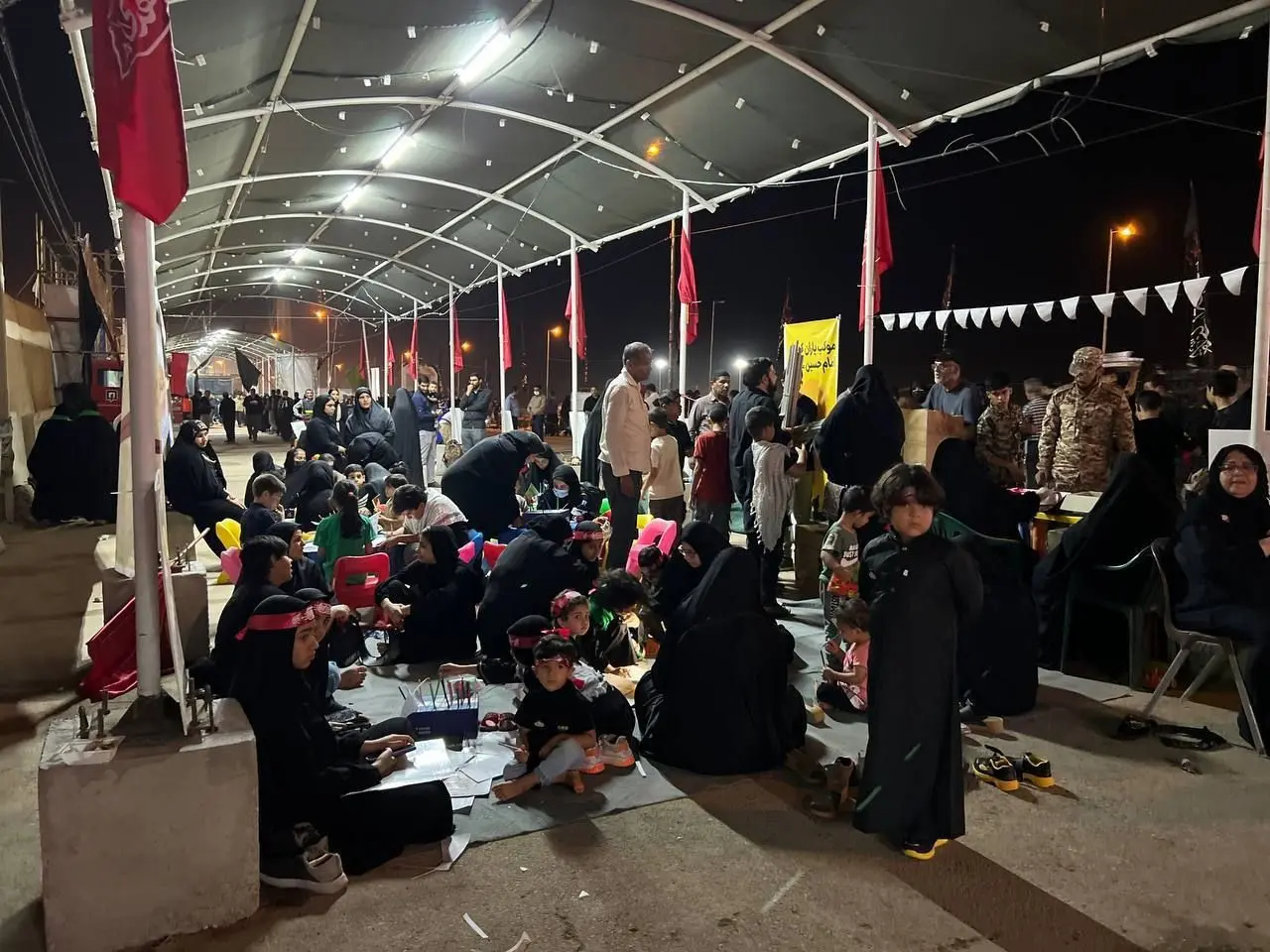 اجرای ویژه برنامه پویش سلام یا مهدی (عج) در بیست و دومین روز از برپایی موکب شهید همدانی در مرز شلمچه