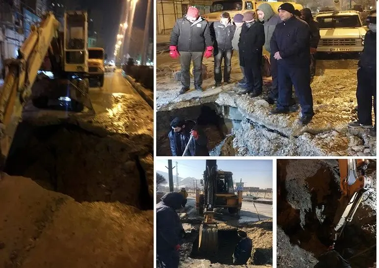 ترمیم شبکه توزیع آب با قدمت 30 ساله در شهر اراک به علت نشست زمین

