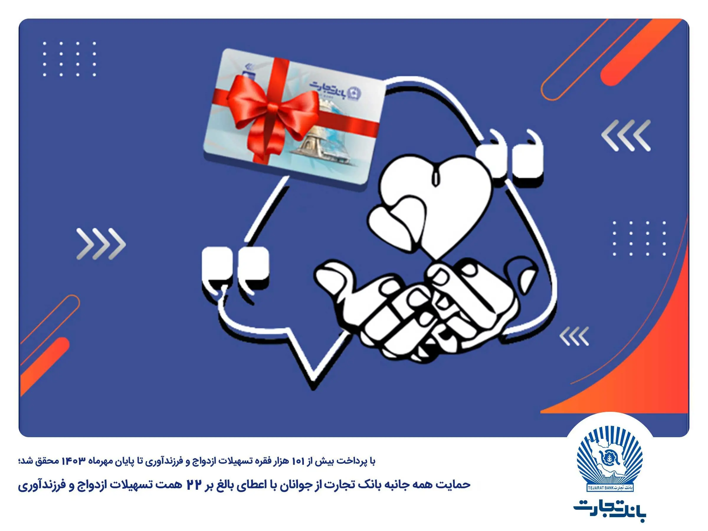 حمایت همه جانبه بانک تجارت از جوانان با اعطای بالغ بر 22 همت تسهیلات ازدواج و فرزندآوری

