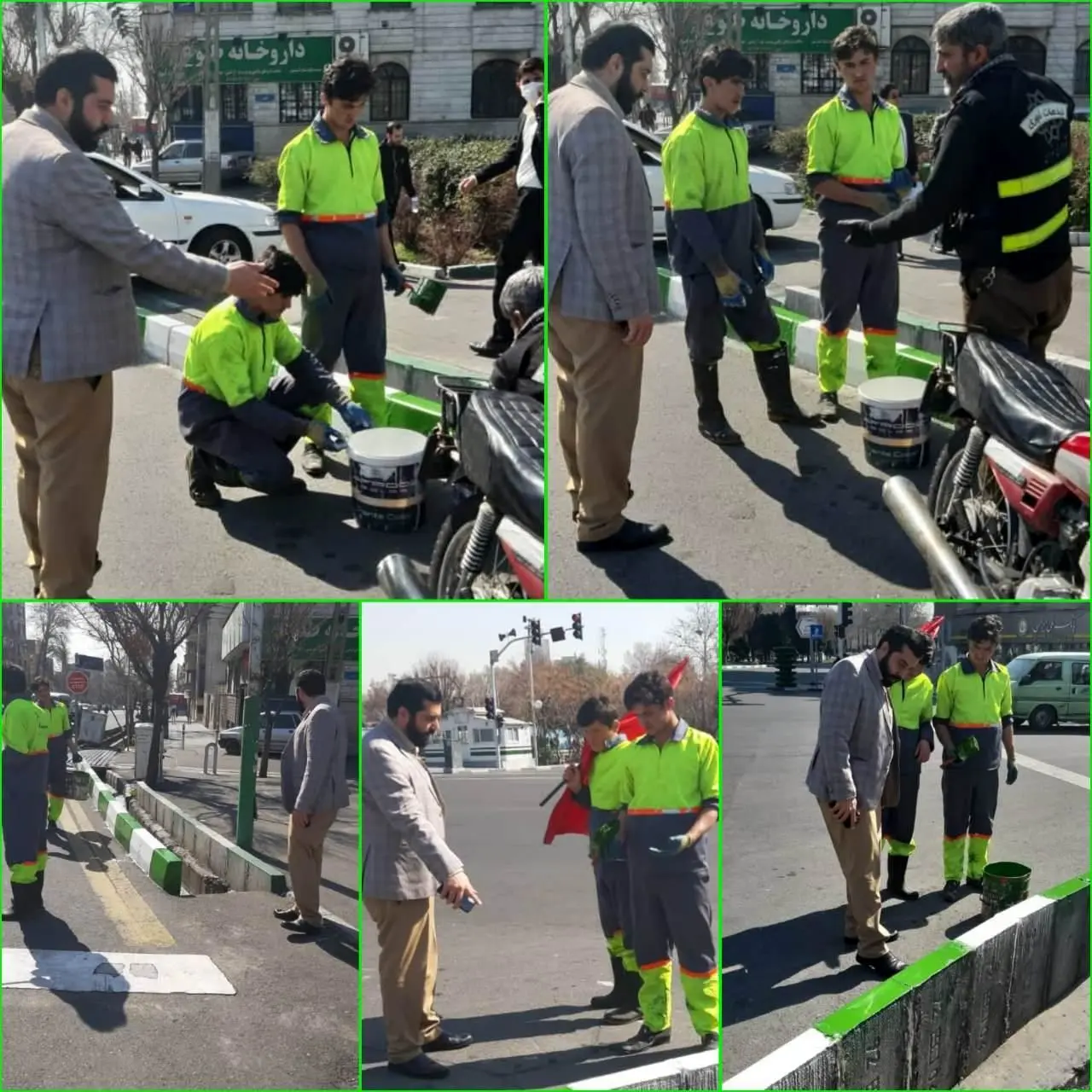 رنگ آمیزی جداول ناحیه ۲ در آستانه طرح استقبال از بهار

