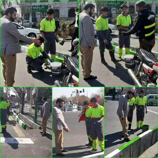 رنگ آمیزی جداول ناحیه ۲ در آستانه طرح استقبال از بهار