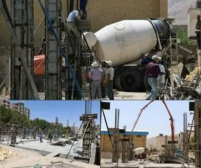 بتن ریزی و اجرای ستون های طبقه همکف پروژه ساختمان اداری شهرداری منطقه ۲ اراک