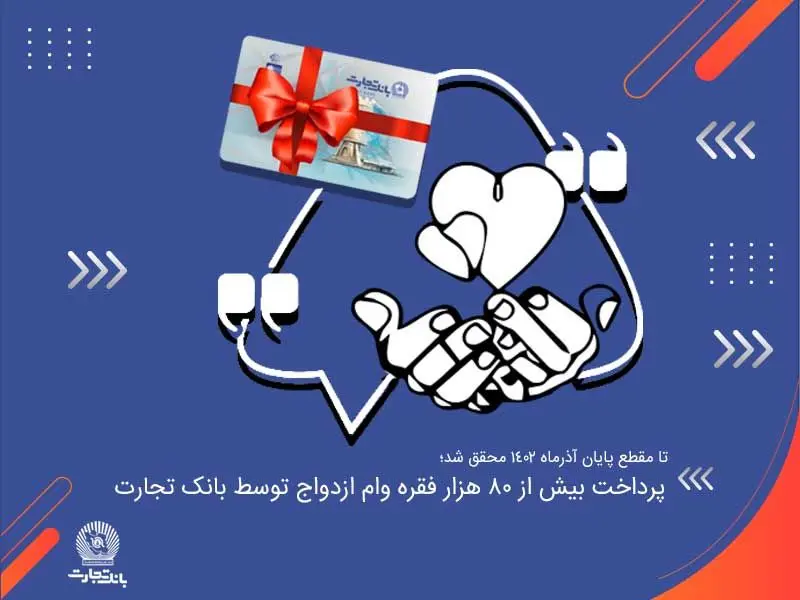پرداخت بیش از 80 هزار فقره وام ازدواج توسط بانک تجارت

