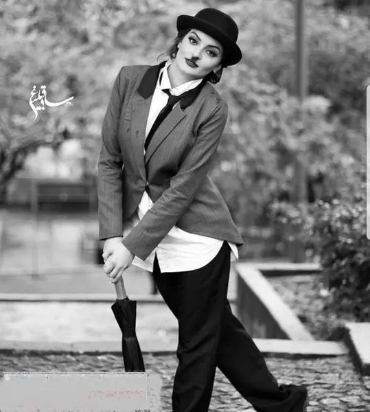 تیپ و گریم عجیب خانم بازیگر ایرانی در نقش چارلی چاپلین+عکس
