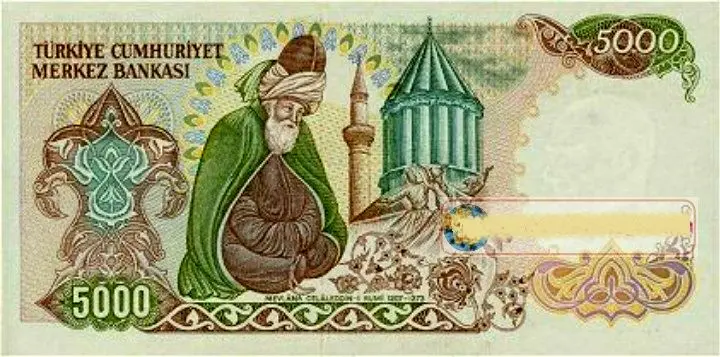 شاعر ایرانی روی اسکناس های ترکیه ای+عکس
