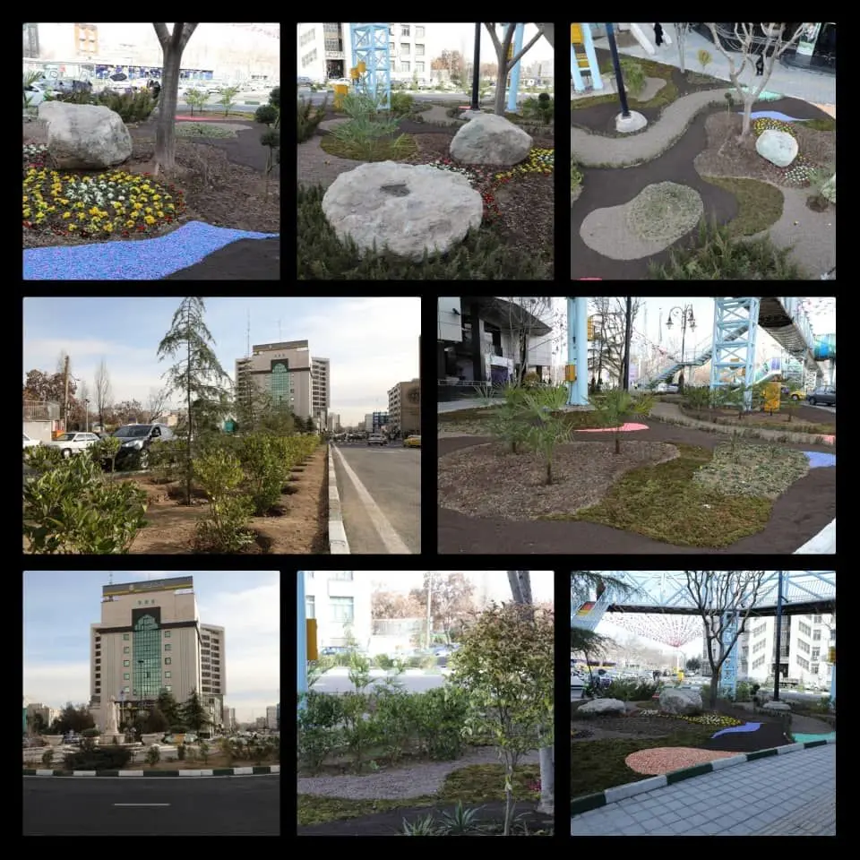 کاشت انواع گونه های گیاهی در محیط پیرامونی زیرگذر استاد معین

