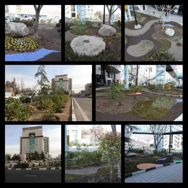 کاشت انواع گونه های گیاهی در محیط پیرامونی زیرگذر استاد معین