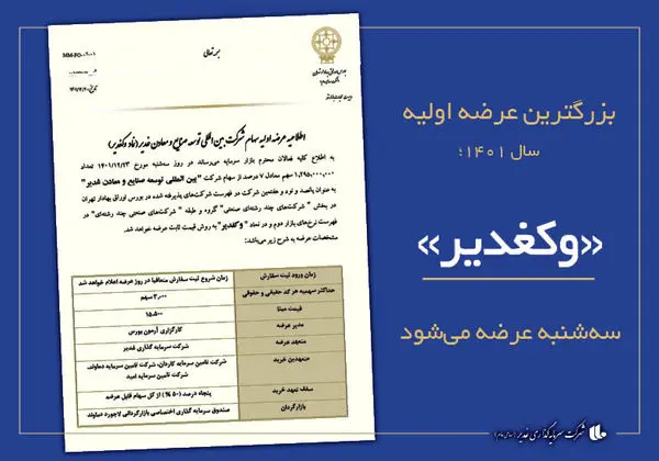 “وکغدیر” سهشنبه عرضه میشود