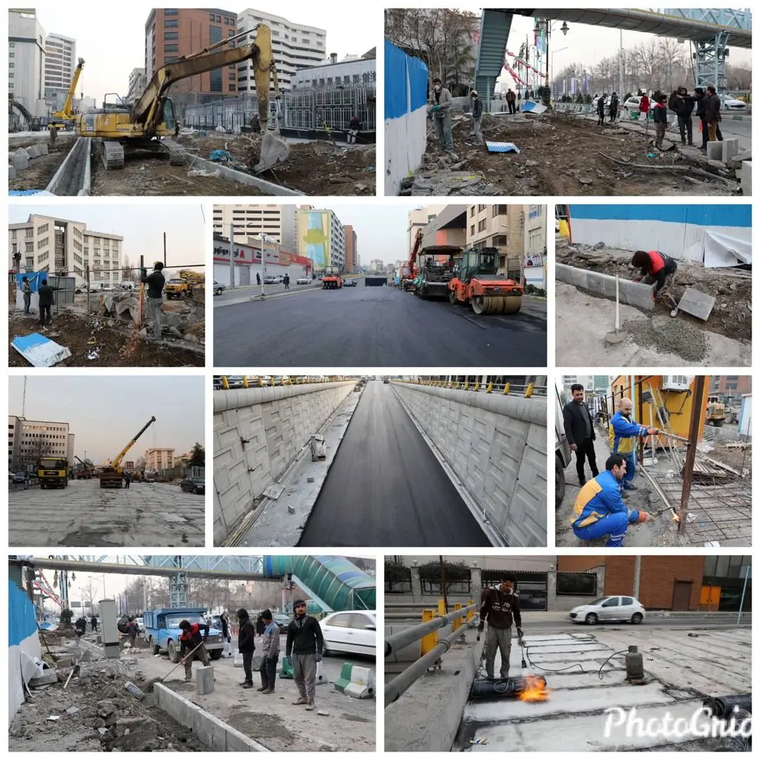  آماده سازی مراحل پایانی زیرگذر استاد معین_ آزادی  