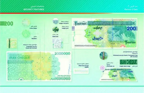 ورود ایران چکهای 2 میلیون ریالی جدید به چرخه مبادلات شعب و باجههای پست بانک ایران